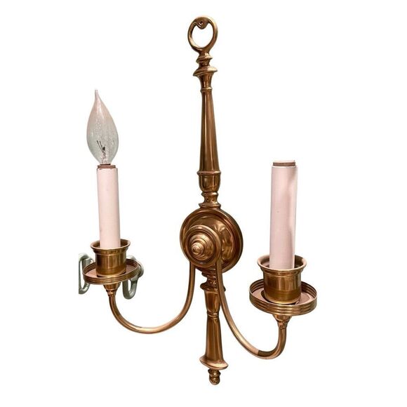 unbranded Other - Vintage Neoclassical Style Solid Brass Wall Sconse 2 Light Arm Urn Design